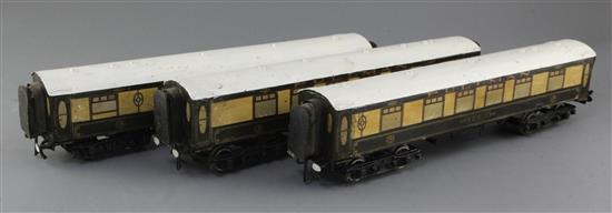 Three Pullman coaches: Doris, Hazel and No. 80, all scratchbuilt